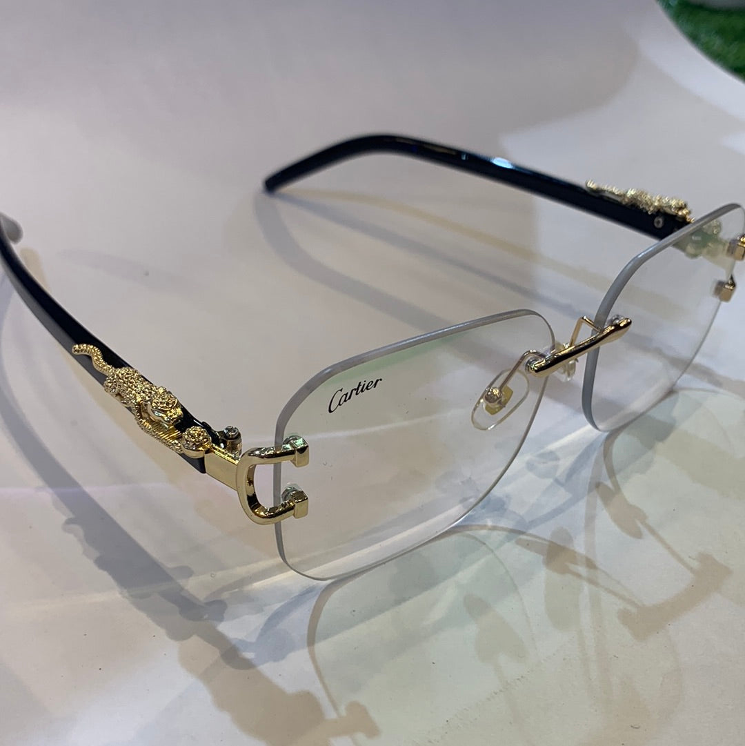 Rac Frameless Black gold stick transparent Shade Sunglasses