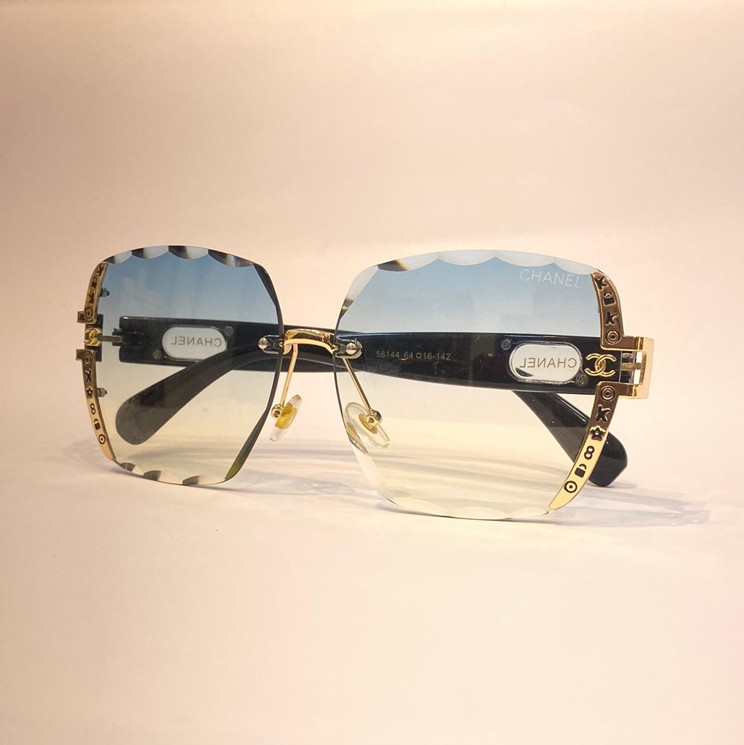 Ahc Golden Black Frame Sky Blue Shade Sunglass 5814464 16-142
