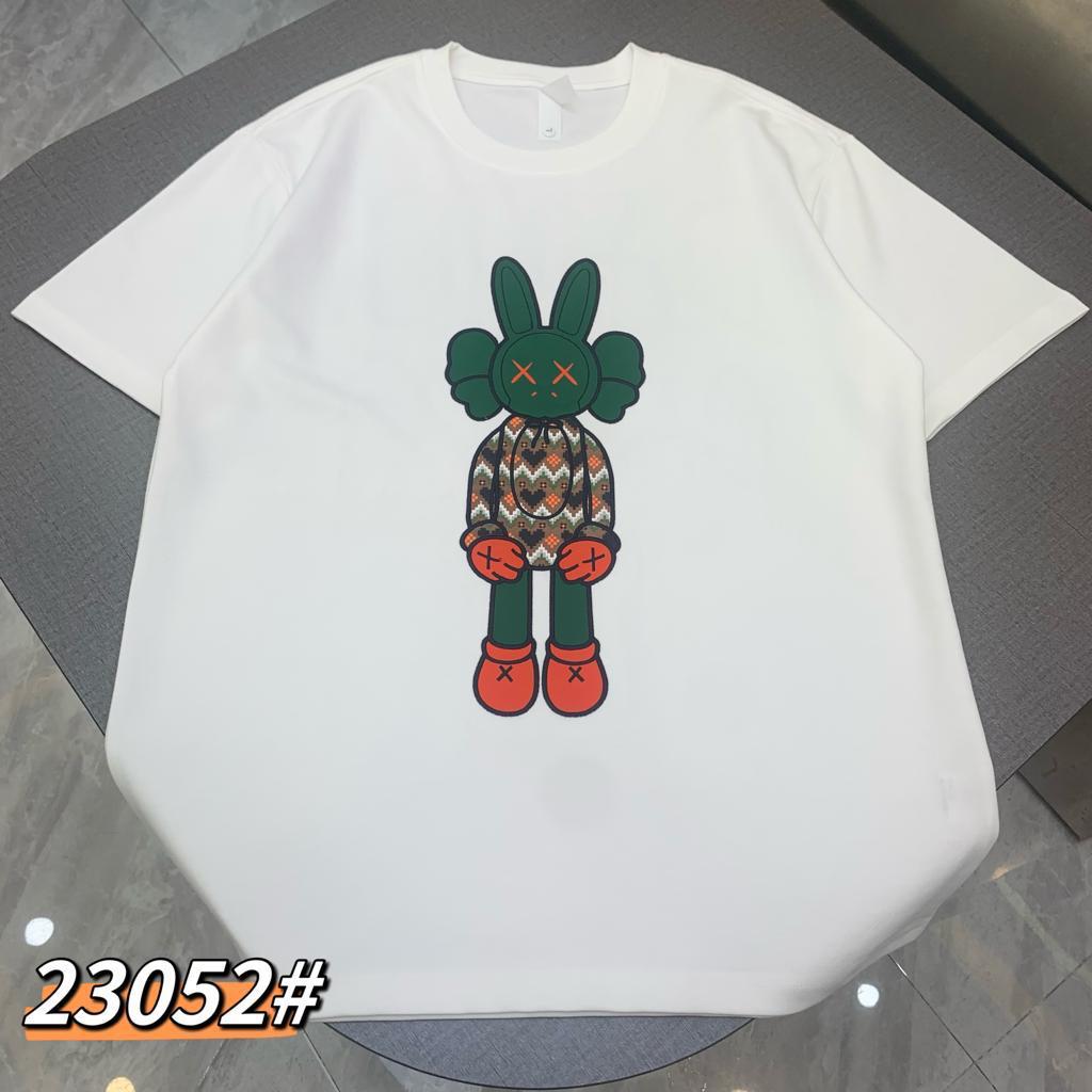 White Colour With Front Back Embroidery Print Premium Quality Tshirt 23052