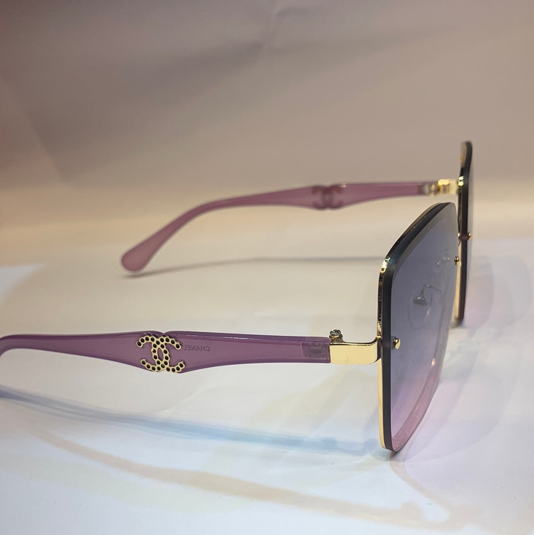 AHC Gold Purple Frame Pink Shade Unisex Sunglass CN8207 63 14-138