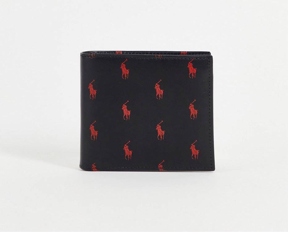 Black Colour LOP POL With Red Horse Print Genuine Leather Men Wallet 10007