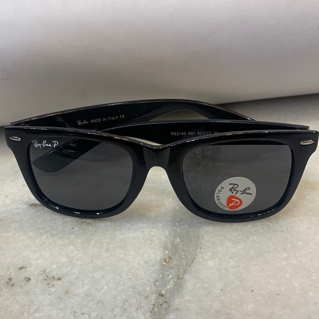 YAR RB Glossy Black Frame Black Shade Sunglasses RB2140 901 50 22 3N