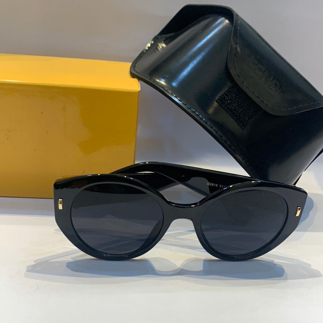 Fen nef Glossy Black Frame Black Shade Unisex Sunglass D2816 51 23 142 C1