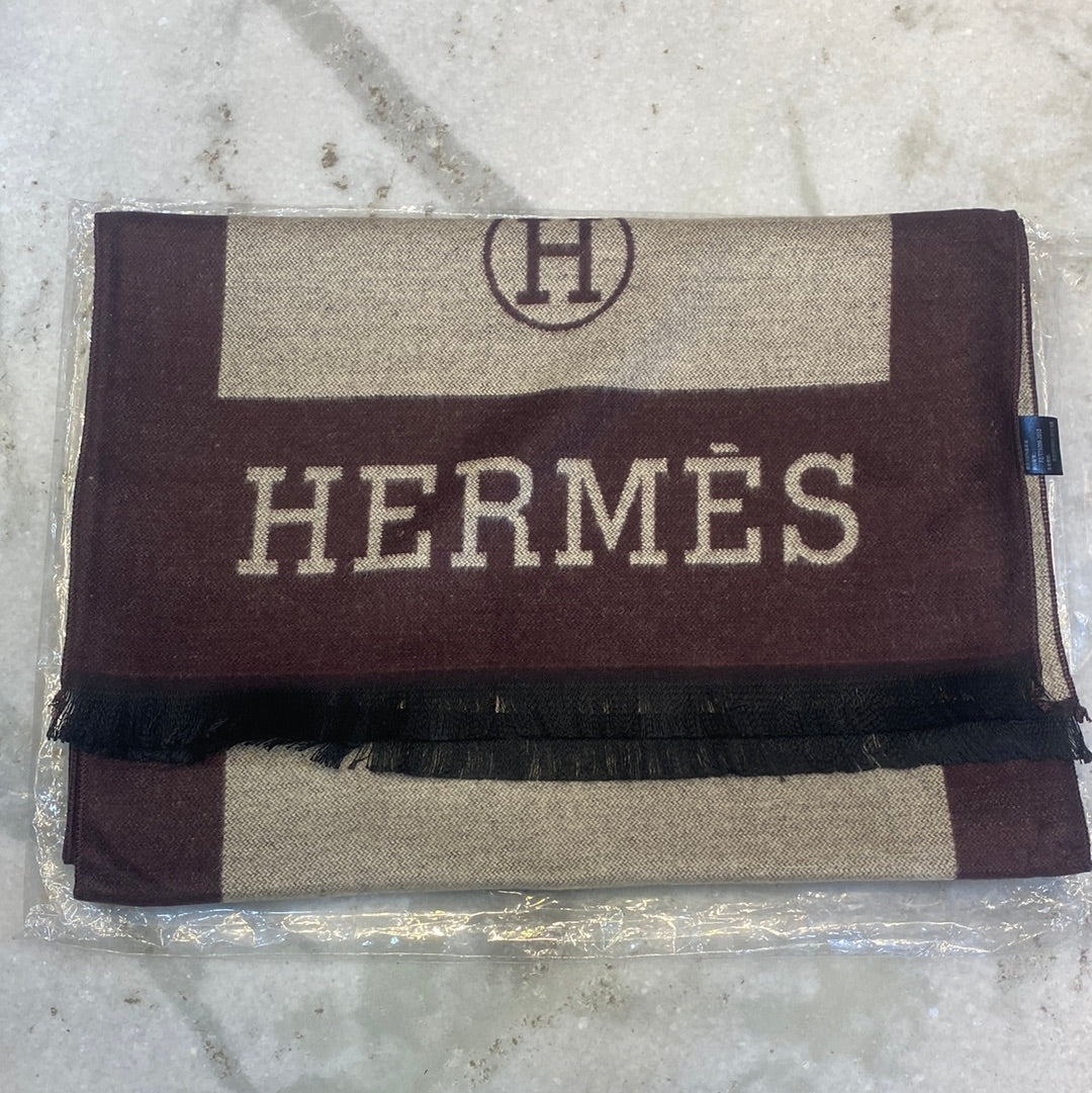 Her Reh Brown Cream Colour With Maroon Reh Logo Imported Muffler 49032