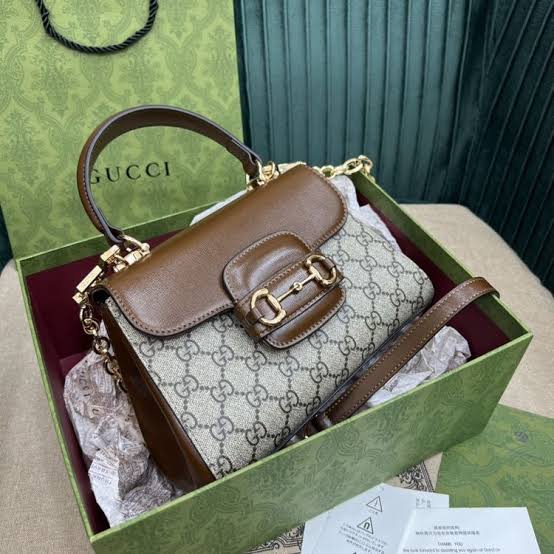 Cug Brown Cream Gg Print Cug Lock Premium Quality 55009