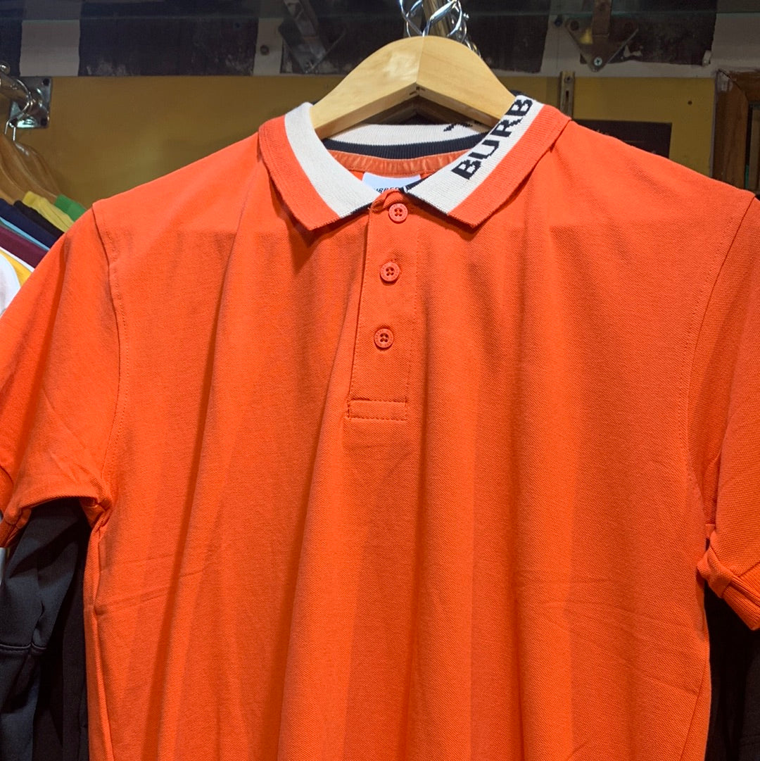 BUR RUB Orange Colour Half Sleeves Collar TShirt 110179