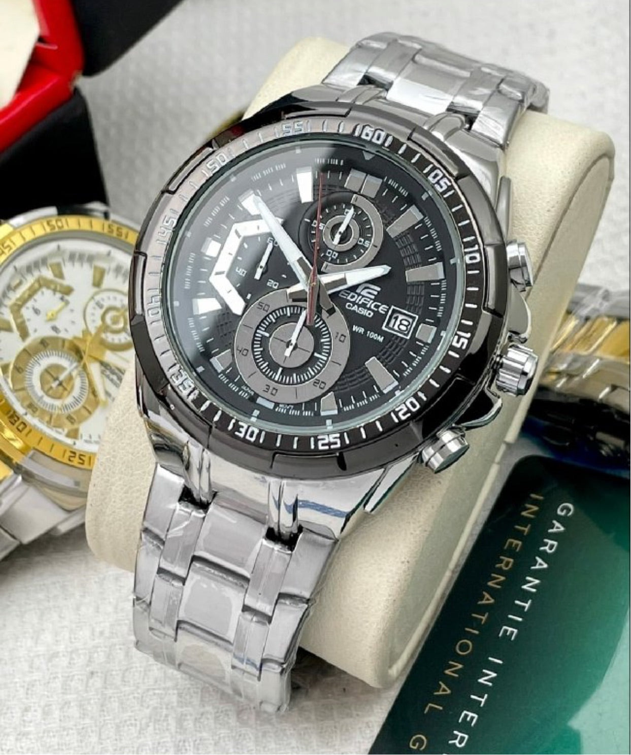 Ide Silver Chain Black Dial Men Watch 901370