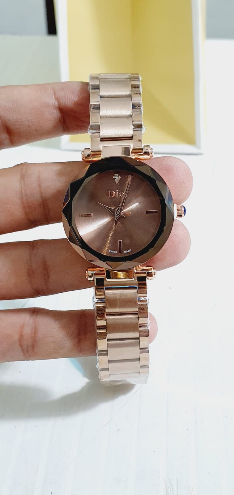 Oid Copper Chain Brown Dial Ladies Watch 90123