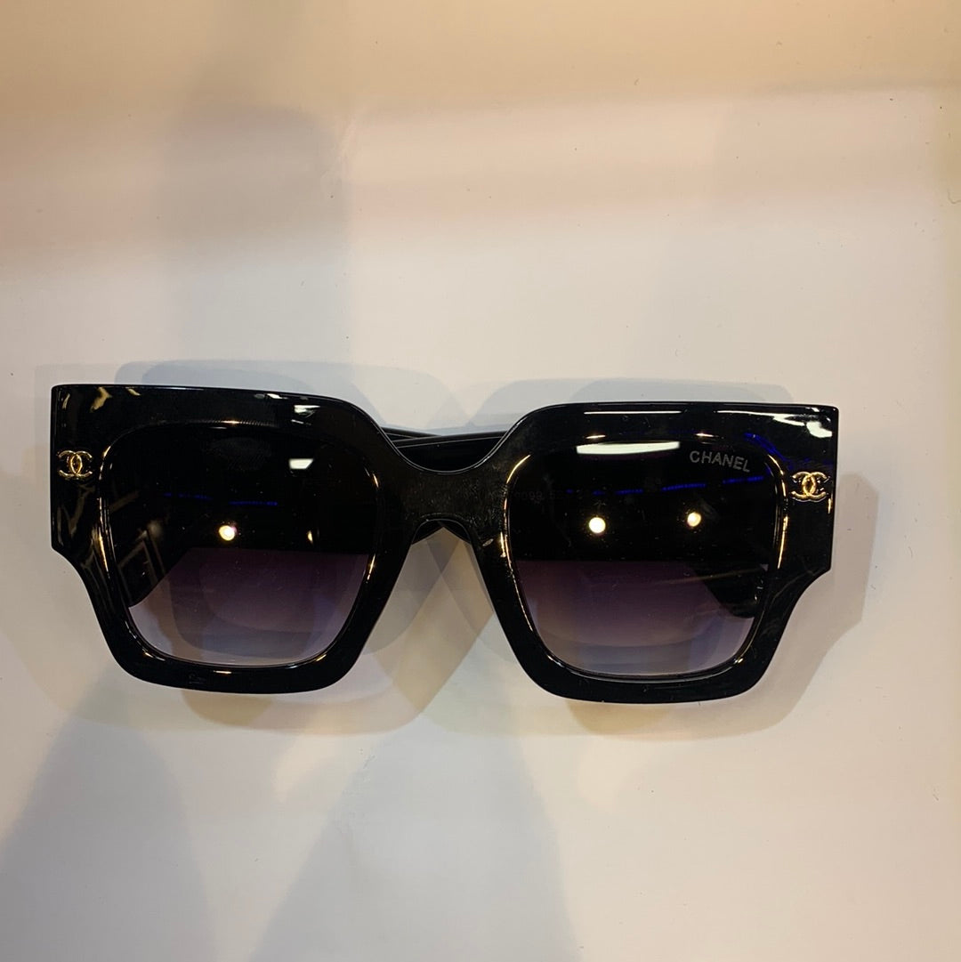 AHC Black Frame Black Shade Unisex Sunglasses 9099 52 24-145 C3