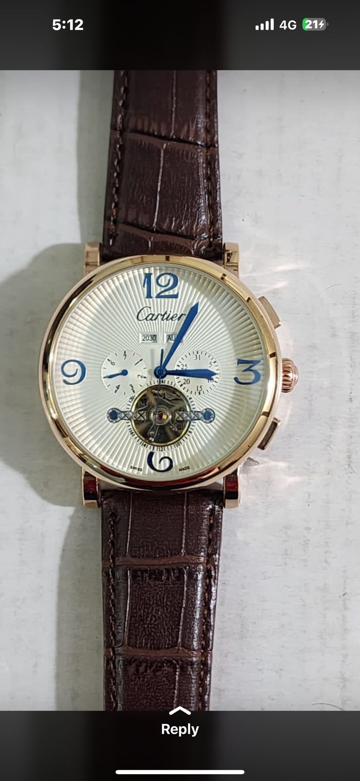 Rac Brown Strap White Dial Automatic Men Watch 901199