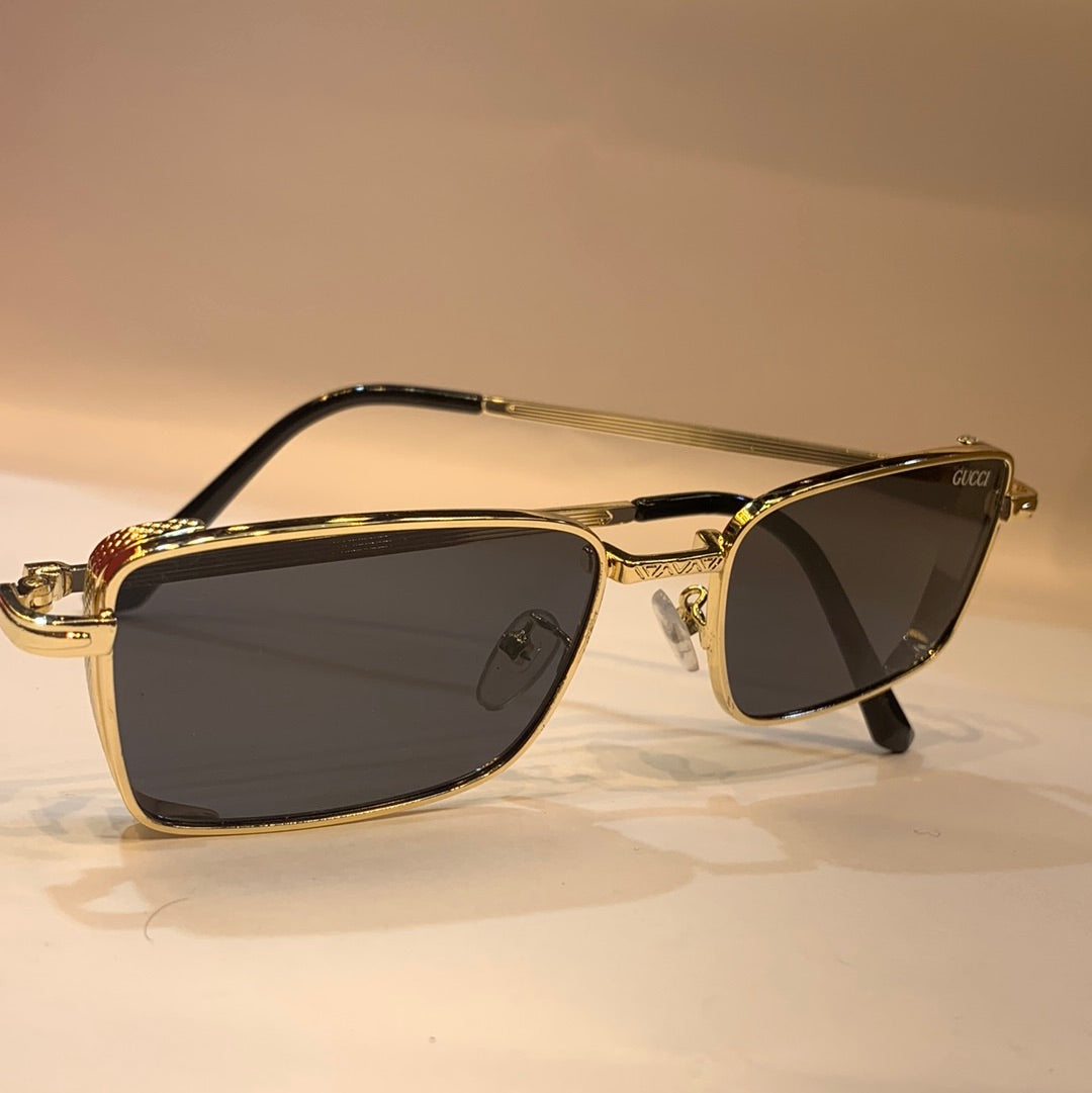 CUG Gold Frame Black Shade Small Frame Unisex Sunglass 2252