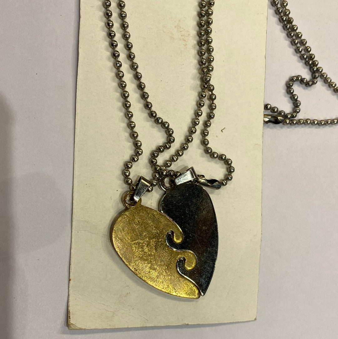 Sliver Gold Combo Chain Necklace Heart Logo Necklace 199806