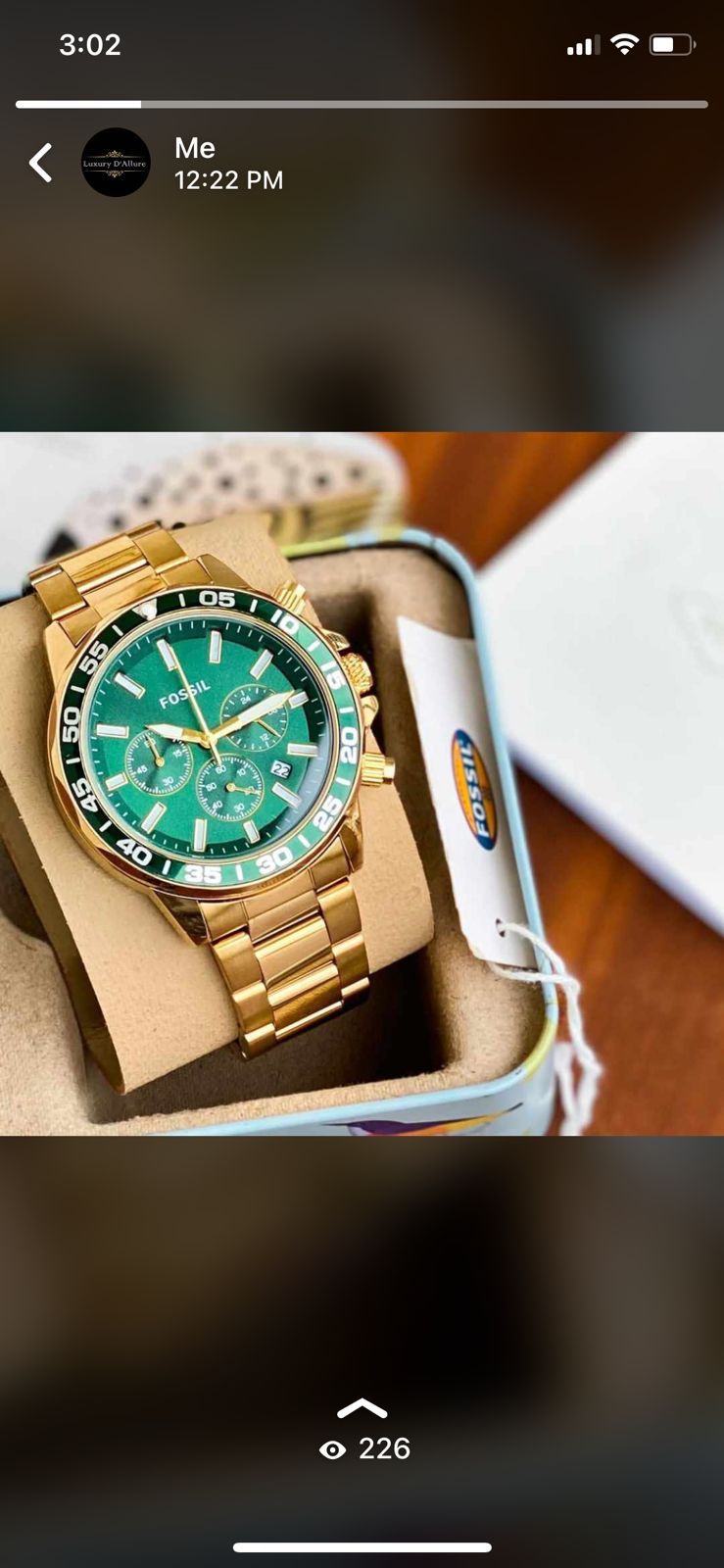 Sof Gold Chain Green ail Chrono Working Men Watch