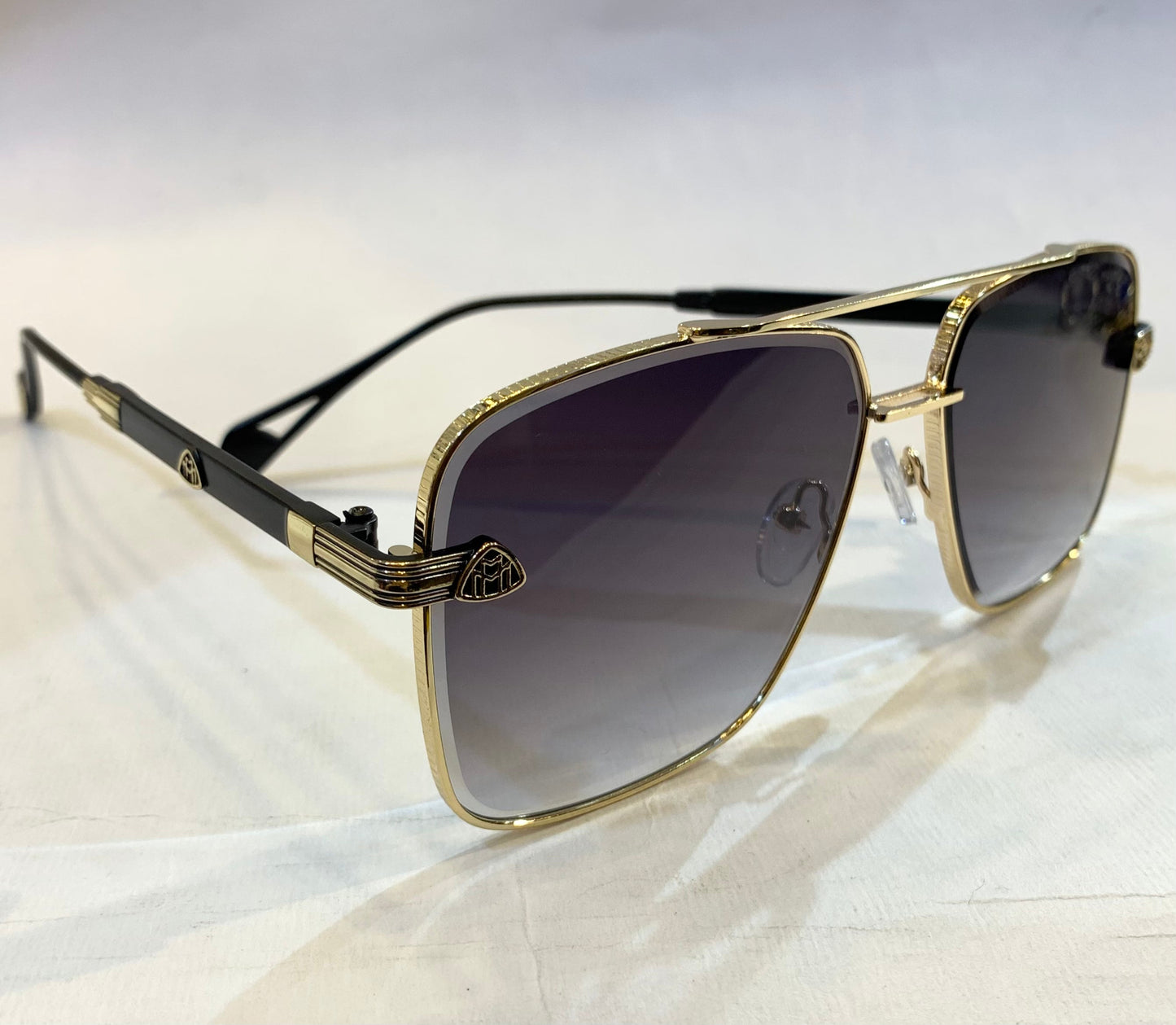 YAM Golden Black Frame Black Shade Sunglass