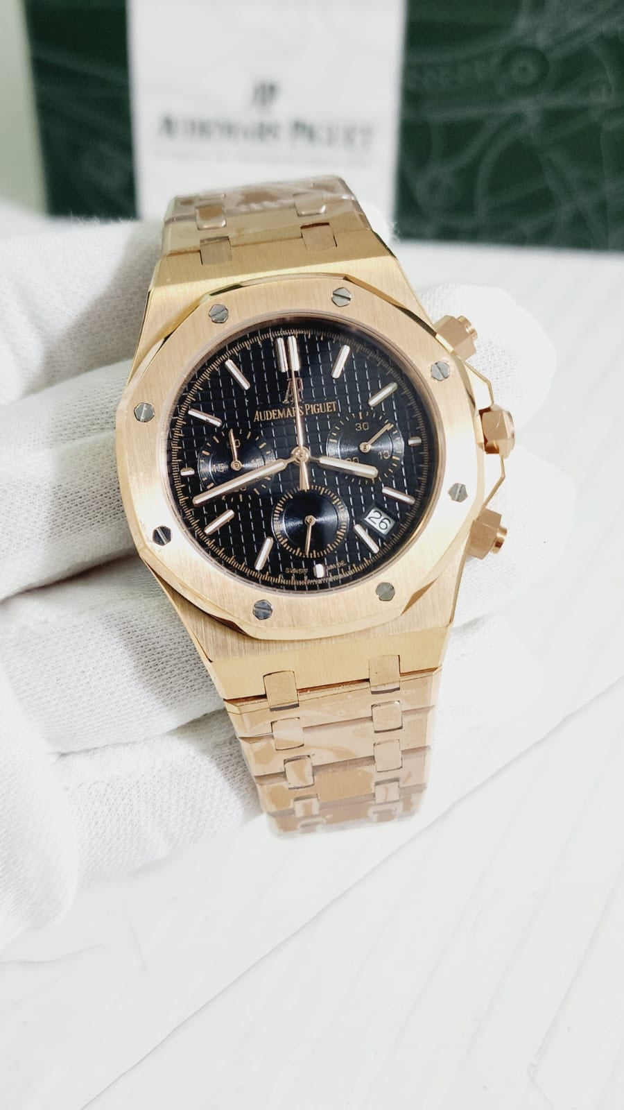 Ap Copper Chain Black Dial Heavy Chronograph Men Watch 401201