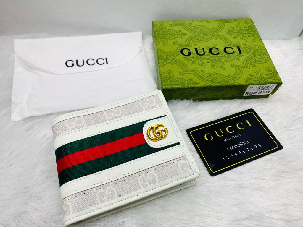 GUC CUG Branded Luxury Italian Leather White Red Green Colour Wallet 86413