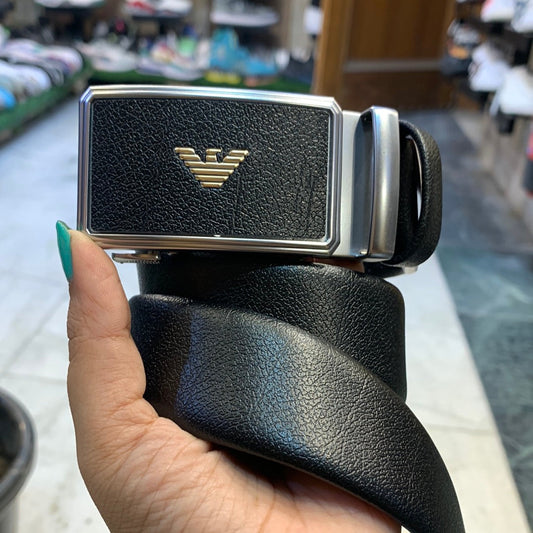 Mra Black Colour Buckle Grey Logo Genuine Leather Belt Automatic Buckle 64592