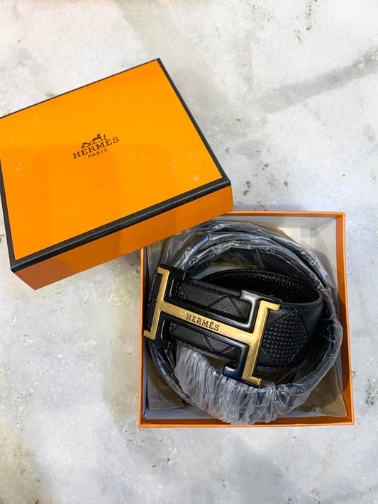 REH Black Colour Belt Black Gold Buckle 987921