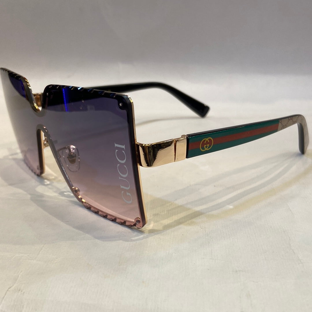 CUG GG Print Golden Frame Black Pink Shade Sunglasses TJ72221 61 13-142