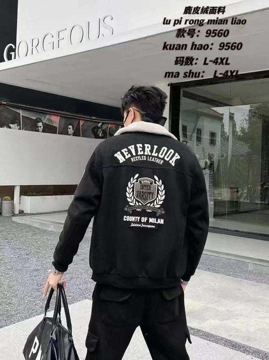 Neverlook Black Colour With White Embroidery Design Premium Quality Jacket 9560