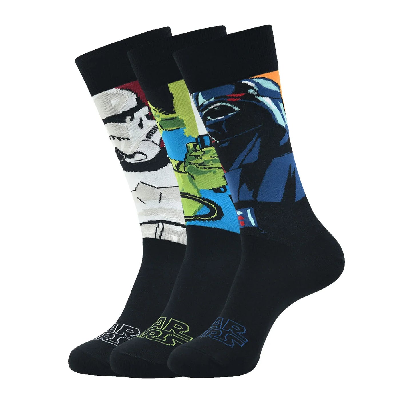 BALENZIA STAR WARS GIFT PACK FOR MEN - CLONE TROOPER, YODA, AND DARTH VADER-CREW SOCKS (BLACK) (PACK OF 3 PAIRS/1U)
