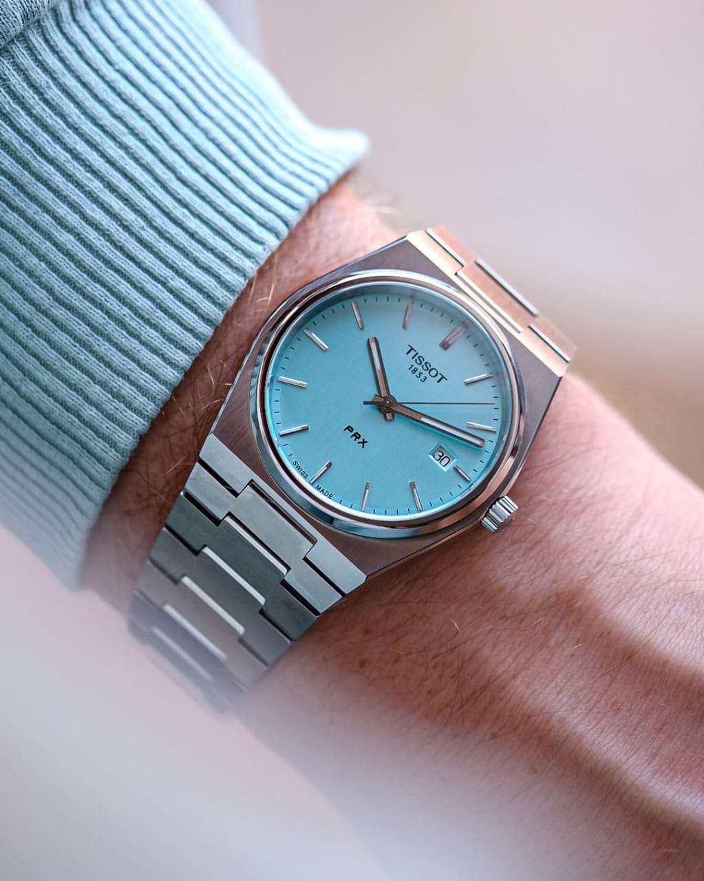 Sit Silver Chain Sky Blue Dial Men Watch Premium Quality 987968
