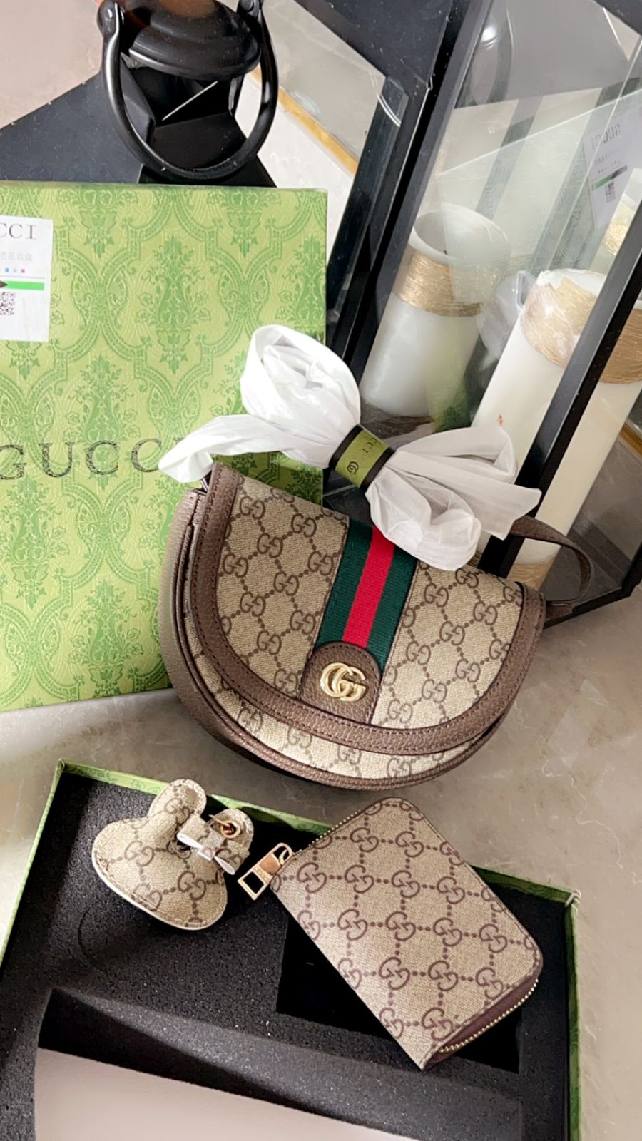 Cug Brown Colour Gg Print Ladies Sling Bag 2073