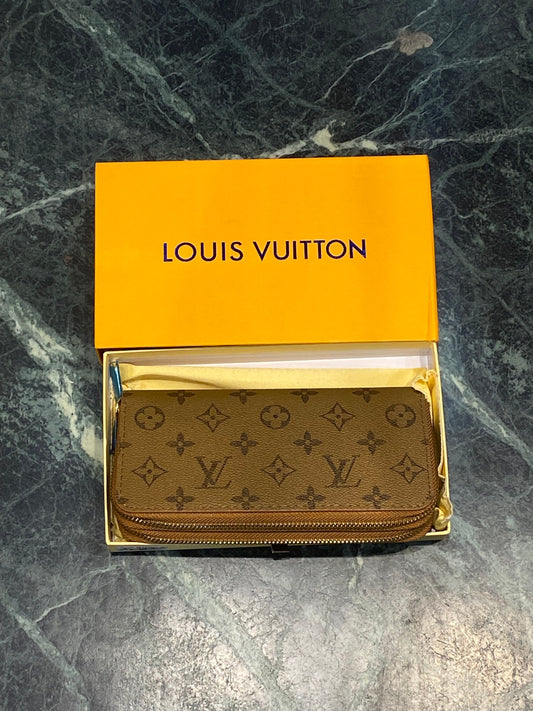 UOL Beige Colour Monogram Ladies Clutch Zipper Wallet 600176