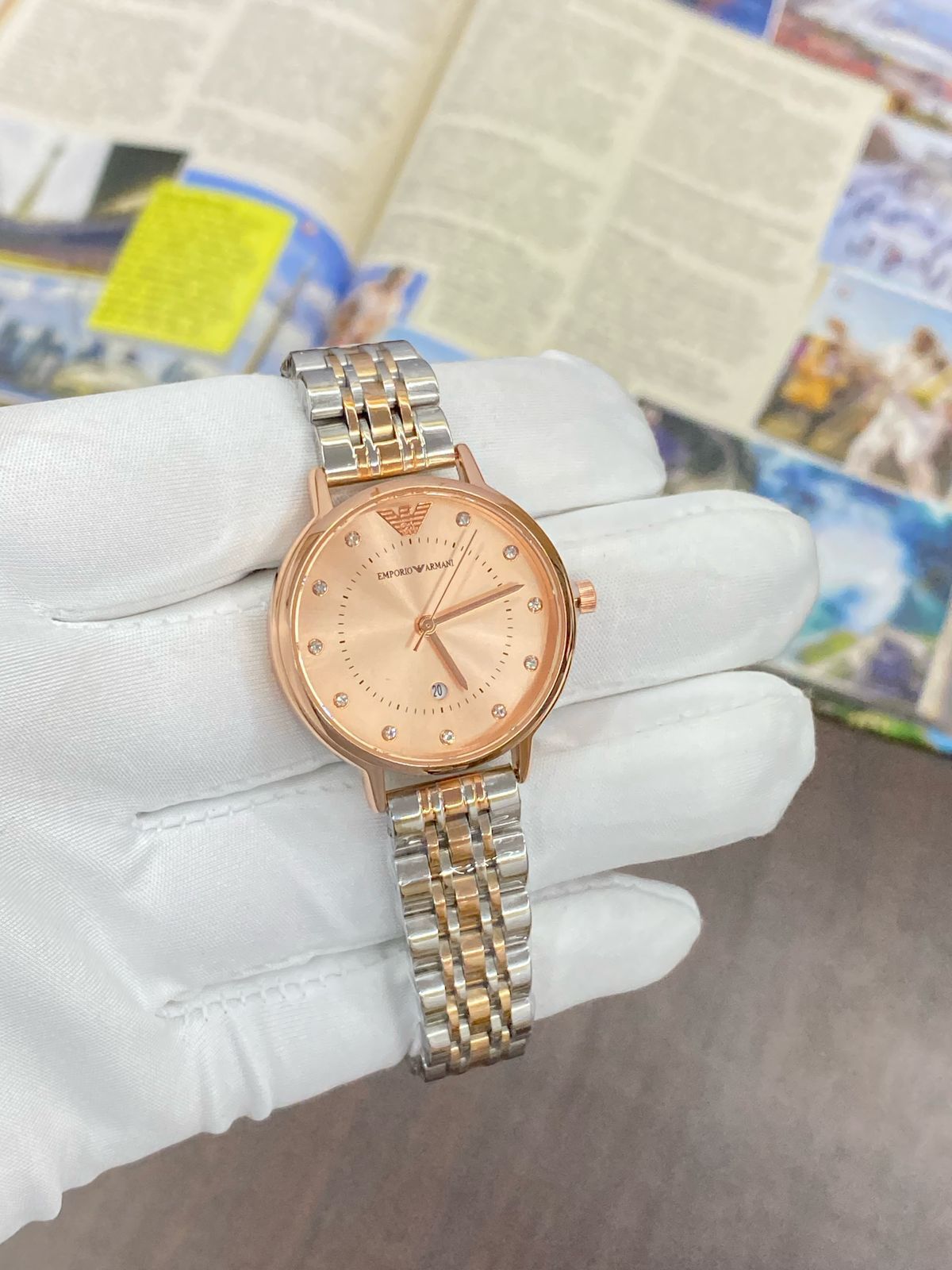 Mra Silver Copper Chain Orange Dial Ladies Watch 901805