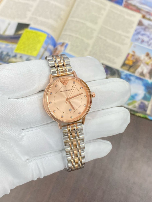 Mra Silver Copper Chain Orange Dial Ladies Watch 901805