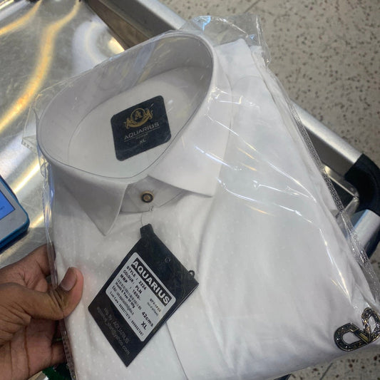 Aquarius White Colour with Logo Premium Quality party Wear Shirt 2224