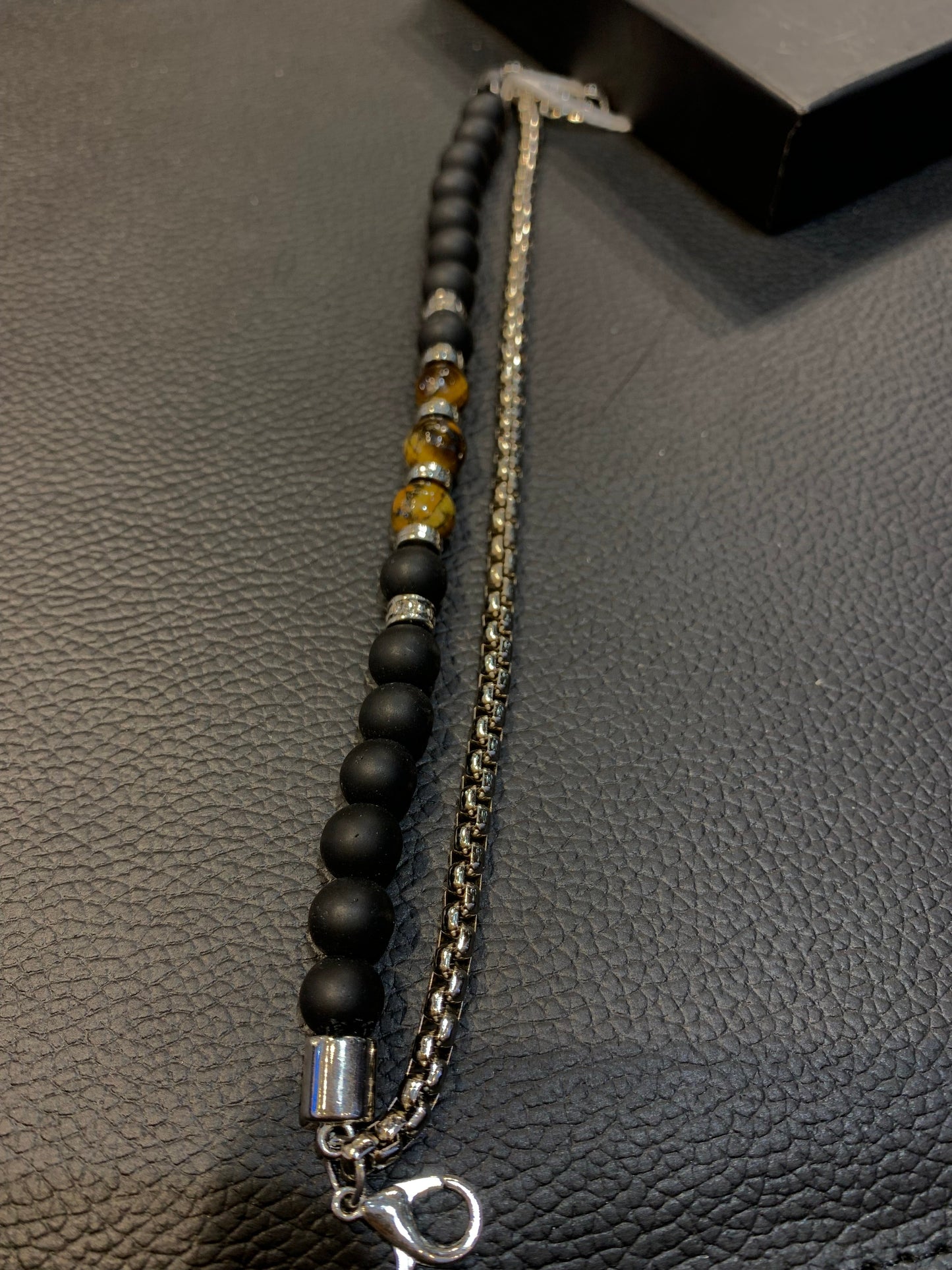 Black Silver Colour Unisex Beads Bracelet 987032