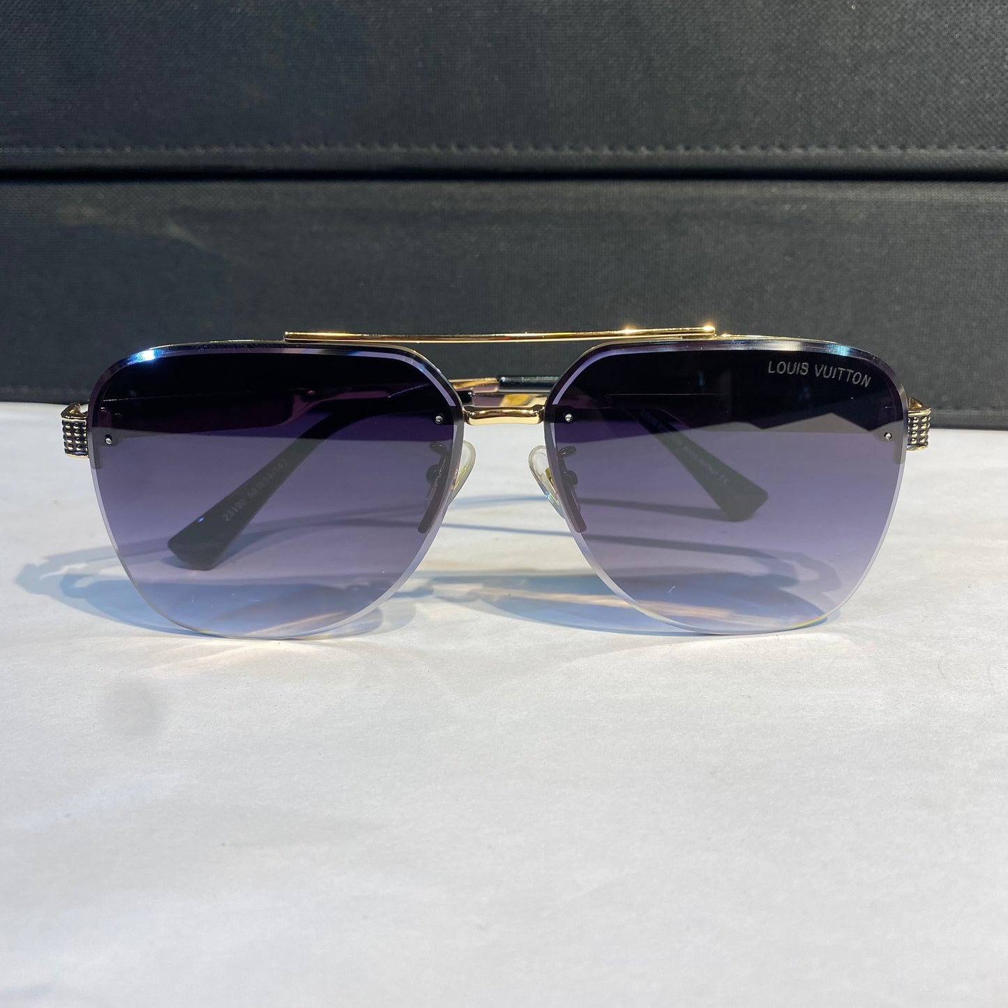 Uol Gold Frame Black Shade Unisex Sunglass 23190 58 14 142