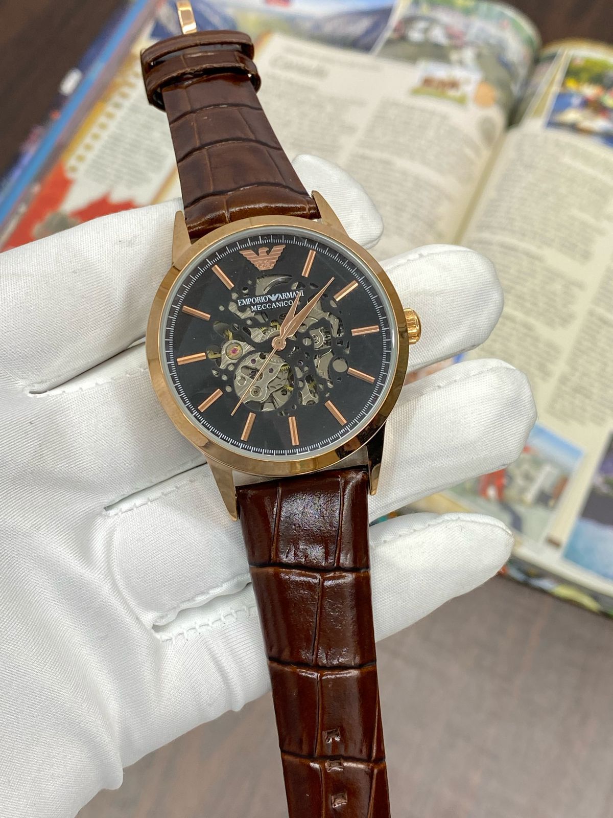 Mra Brown Leather Strap Black Dial Automatic Men Watch 901831