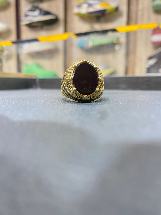 Gold Colour Black stone Ring  987304