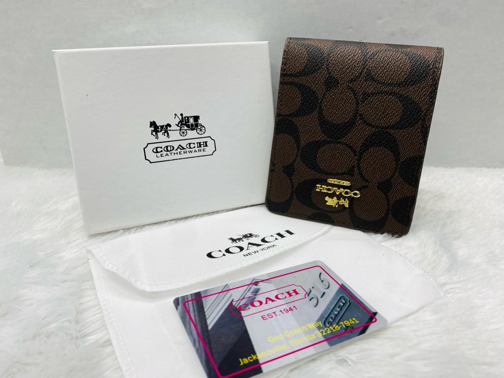 COA AOC Branded Luxury Italian Leather Black Brown Colour C Print Wallet 6089522