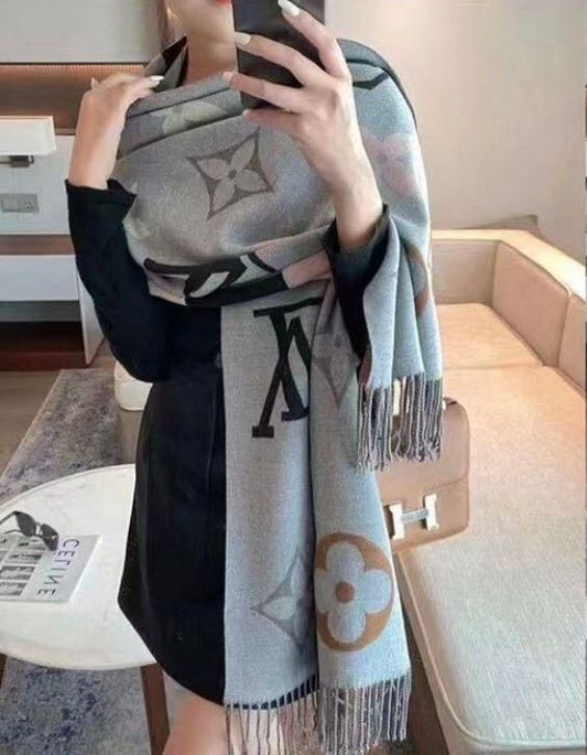 Uol Grey Colour Vl Print Unisex Stole 981043