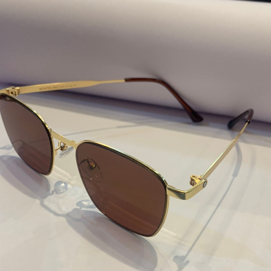 Nom Gold Frame Brown Shade Unisex Sunglasses SD501 54 18-145