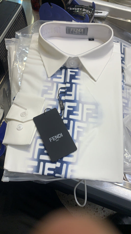 NEF White Colour NEF Blue Print Premium Quality Shirt F240