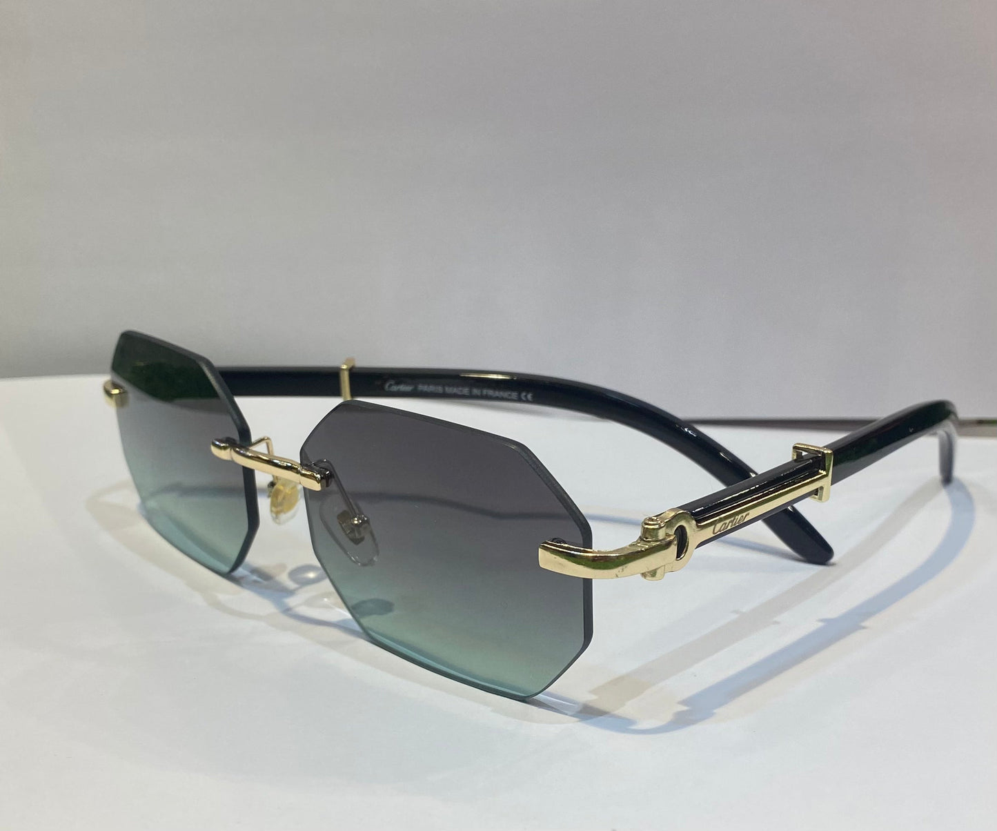 RAC Gold Black Frame Teal Green Shade Unisex Sunglasses