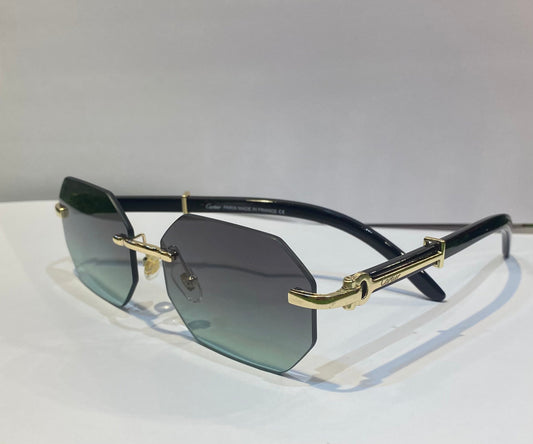 RAC Gold Black Frame Teal Green Shade Unisex Sunglasses