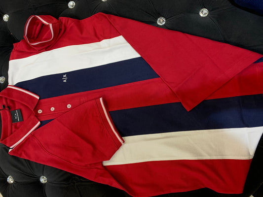 Mra Red White Navy Blue Colour Coller TShirt 110300