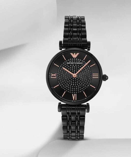 Mra Black Chain Black Copper Chrono Dial Ladies Watch 987449