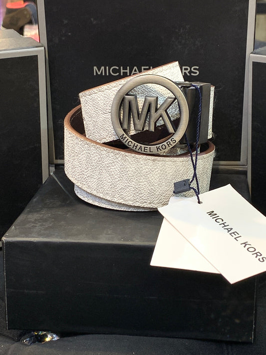 CIM White Colour km Print Silver Buckle Belt 987372