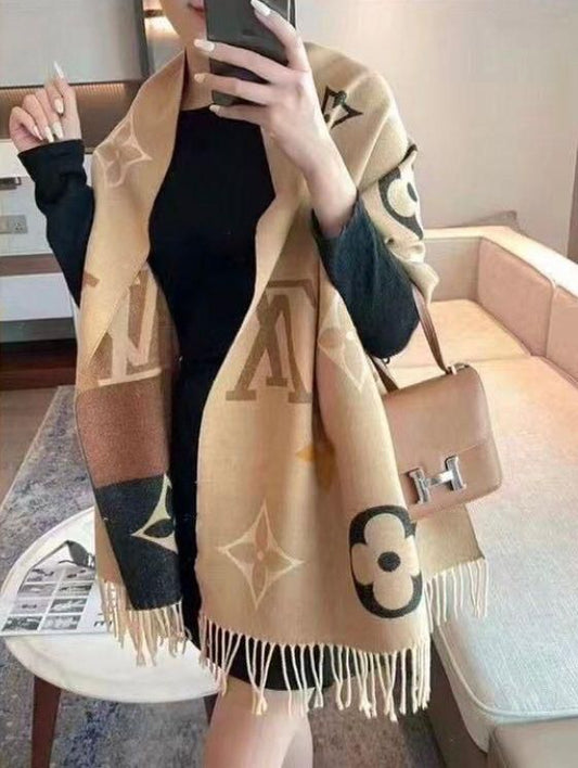 Uol Brown Colour Vl Print Unisex Stole 981042