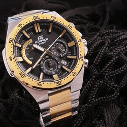 IDE Silver Gold Chain Gold Ring Black Dial  Men's Watch 987941