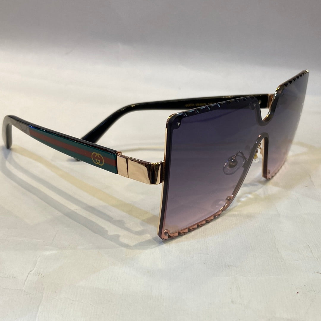 CUG GG Print Golden Frame Black Pink Shade Sunglasses TJ72221 61 13-142