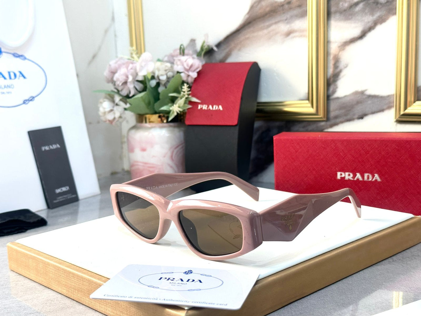 ARP Peach Frame Black Shade Sunglass 970 51 20-146