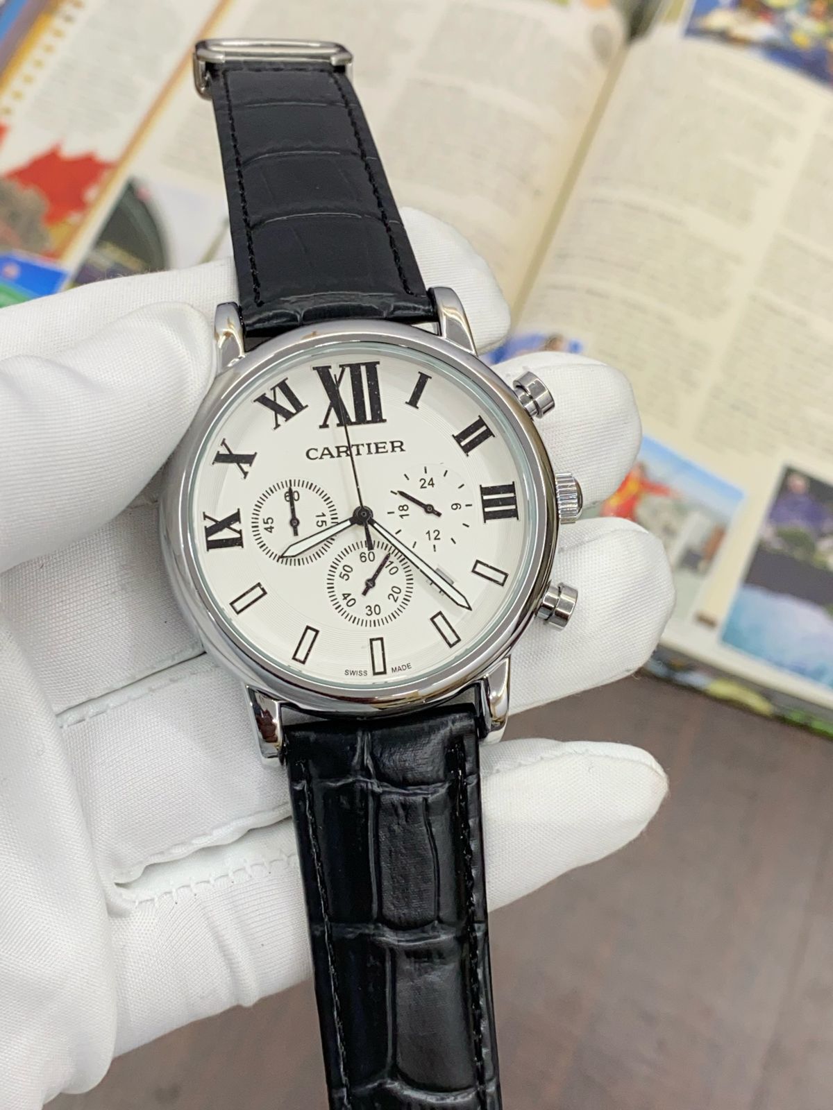 Rac Black Strap White Dial Chronograph Working Men Watch 901779