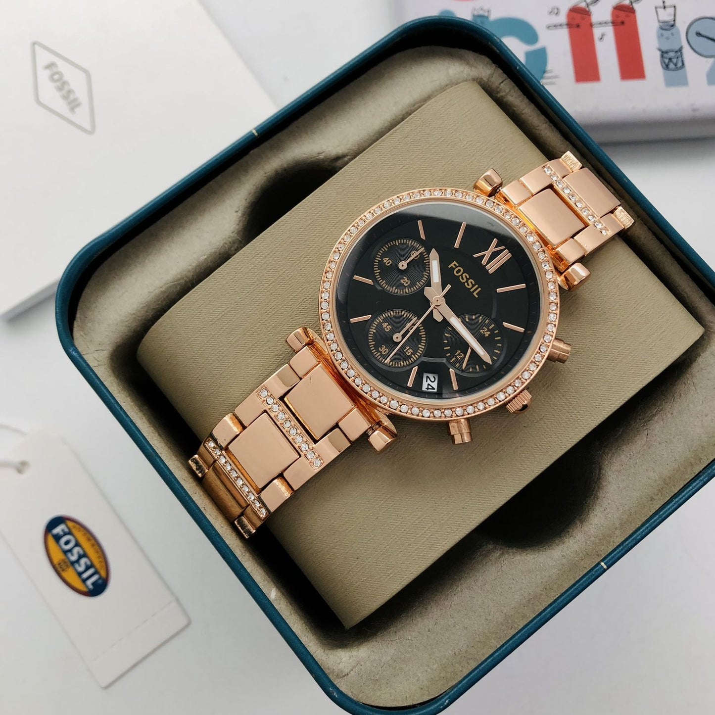 Sof Copper Chain Black Dial Ladies Watch 901711